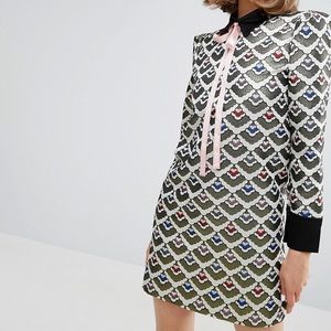 Sister Jane Shift Dress with Bow in Jacquard Sz L